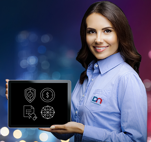 DN Tech holding tablet with BAS logos